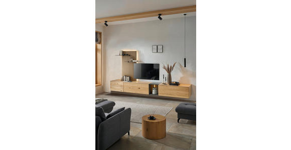 WOHNWAND  in Anthrazit, Eichefarben  342/160/50 cm  - Eichefarben/Anthrazit, Design, Glas/Holz (342/160/50cm) - Dieter Knoll