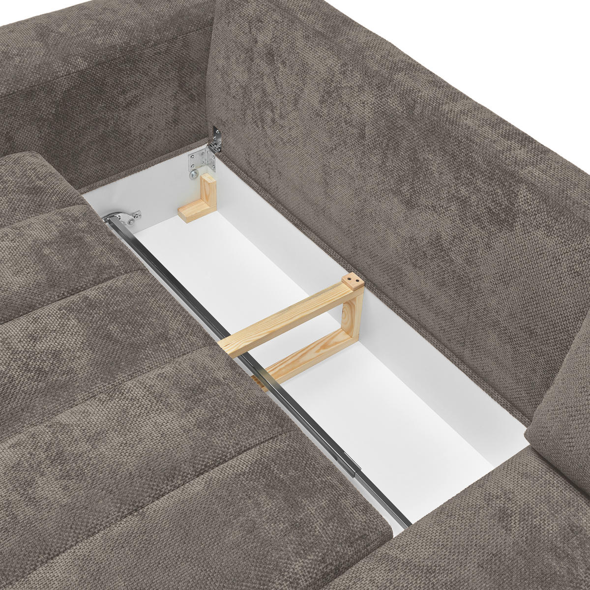 ECKSOFA Flachgewebe Graubraun  - Schwarz Hochglanz/Graubraun, Modern, Textil/Metall (273/93/166cm) - MID.YOU