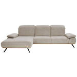 ECKSOFA in Flachgewebe Beige  - Beige/Schwarz, Natur, Holz/Textil (201/322cm) - Voleo