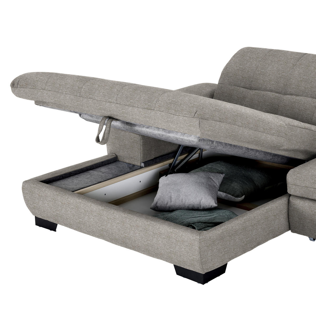 ECKSOFA  in Webstoff Grau  180/265 cm  - Schwarz/Grau, Design, Textil/Metall (180/265cm) - Carryhome