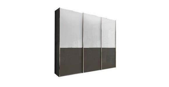 SCHWEBETÜRENSCHRANK 300/217/67 cm 3-türig Weiß, Dunkelgrau - Chromfarben/Dunkelgrau, KONVENTIONELL, Glas/Holzwerkstoff (300/217/67cm) - Novel