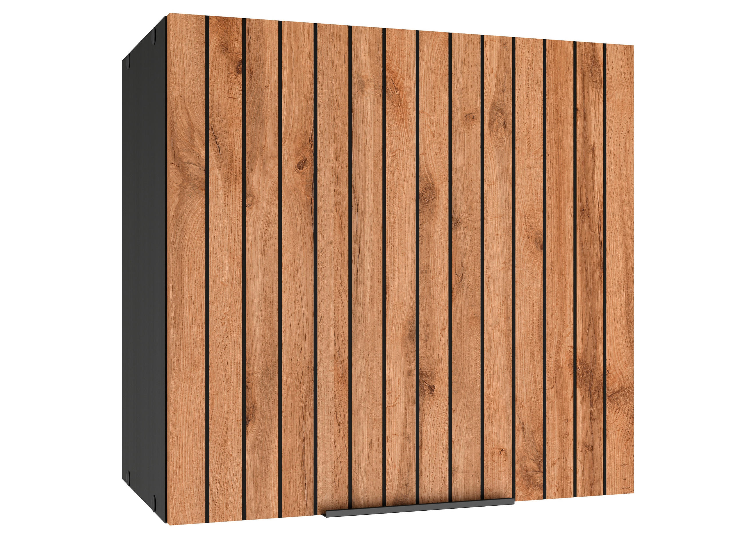 KÜCHENOBERSCHRANK 60/57/34 cm  in Graphitfarben, Eiche Wotan  - Eiche Wotan/Schwarz, Basics, Holzwerkstoff/Metall (60/57/34cm) - Held