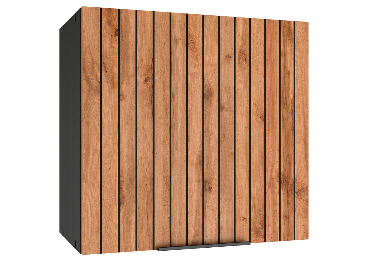 KÜCHENOBERSCHRANK 60/57/34 cm  in Graphitfarben, Eiche Wotan  - Eiche Wotan/Schwarz, Basics, Holzwerkstoff/Metall (60/57/34cm) - Held