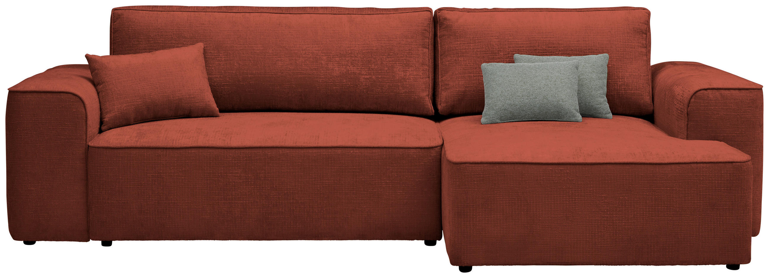 ECKSOFA in Plüsch Rostfarben  - Rostfarben/Blaugrau, Design, Kunststoff/Textil (288/152cm) - Xora