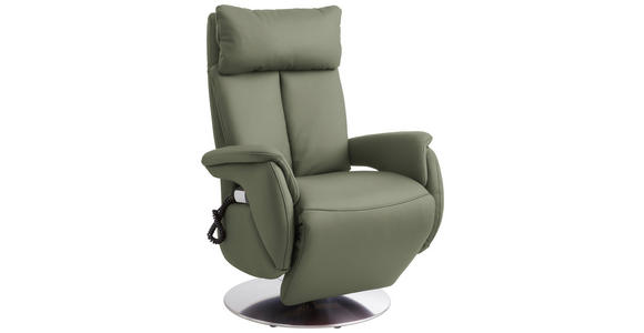 RELAXSESSEL in Leder Grün  - Edelstahlfarben/Grün, KONVENTIONELL, Leder/Metall (78/110/81cm) - Cantus