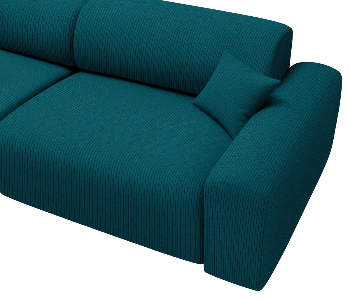 ECKSOFA  in Velours, Feincord Petrol  178/292 cm  - Petrol/Schwarz, Design, Kunststoff/Textil (178/292cm) - home24