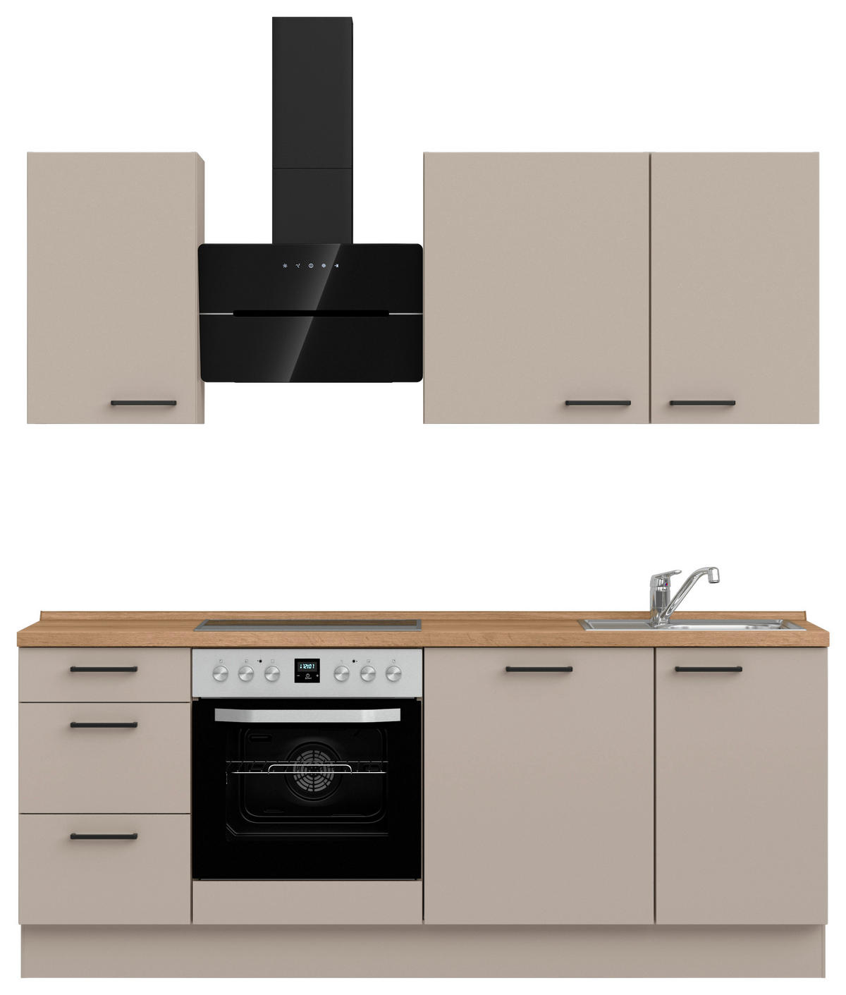 KÜCHENBLOCK Easytouch 210 cm  in Eichefarben, Sandfarben  - Sandfarben/Eichefarben, MODERN, Holzwerkstoff/Metall (210cm) - Nobilia