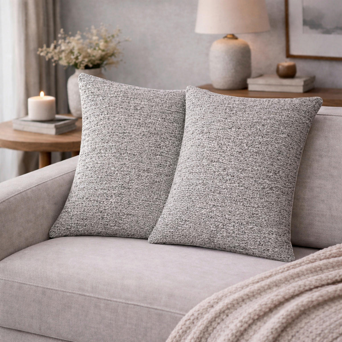 KISSENHÜLLEN-SET FJELLA 50/50 cm  - Grau Hochglanz, Basics, Textil (50/50cm)