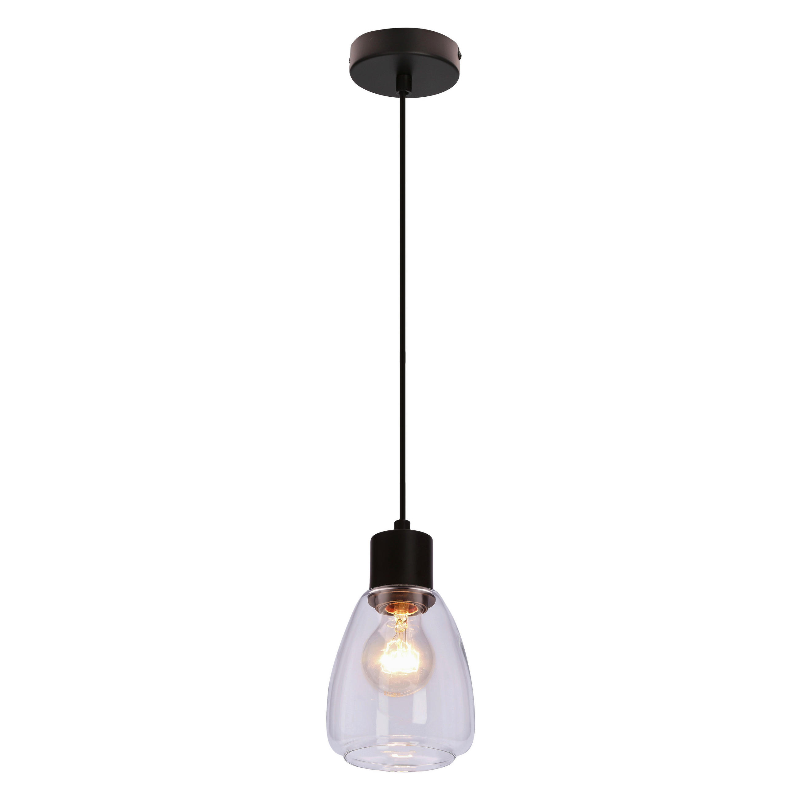 PENDELLEUCHTE 12/12/120 cm  - Transparent/Schwarz, KONVENTIONELL, Metall (12/12/120cm)