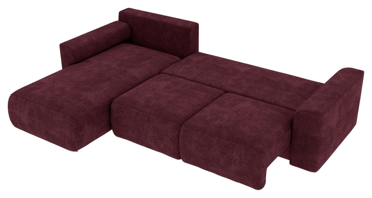 ECKSOFA in Samt Bordeaux  195/293 cm  - Chromfarben/Bordeaux, KONVENTIONELL, Kunststoff/Textil (195/293cm) - Carryhome