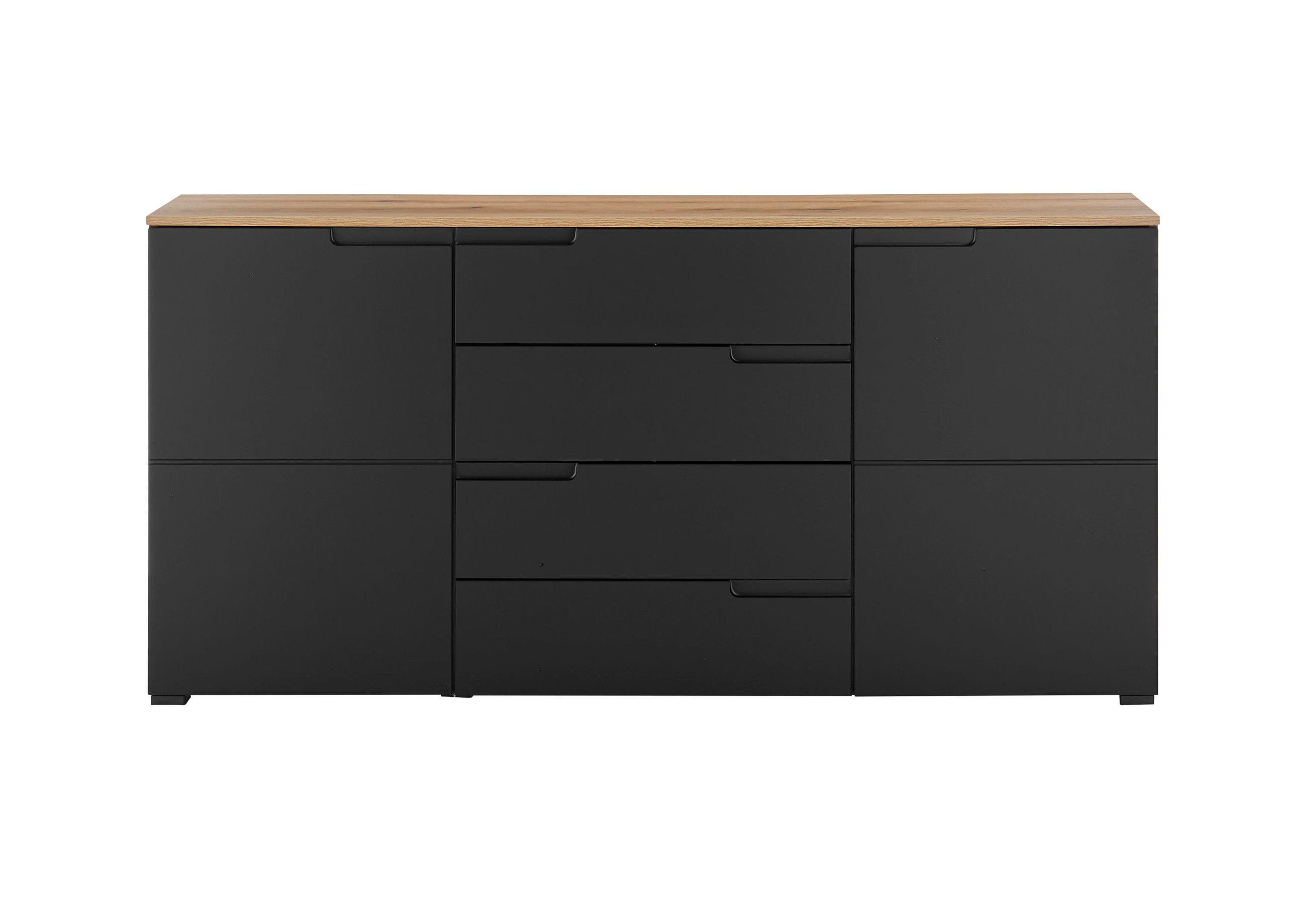 SIDEBOARD  in 165/80/40 cm  - Eichefarben/Schwarz, Design, Holzwerkstoff (165/80/40cm) - home24