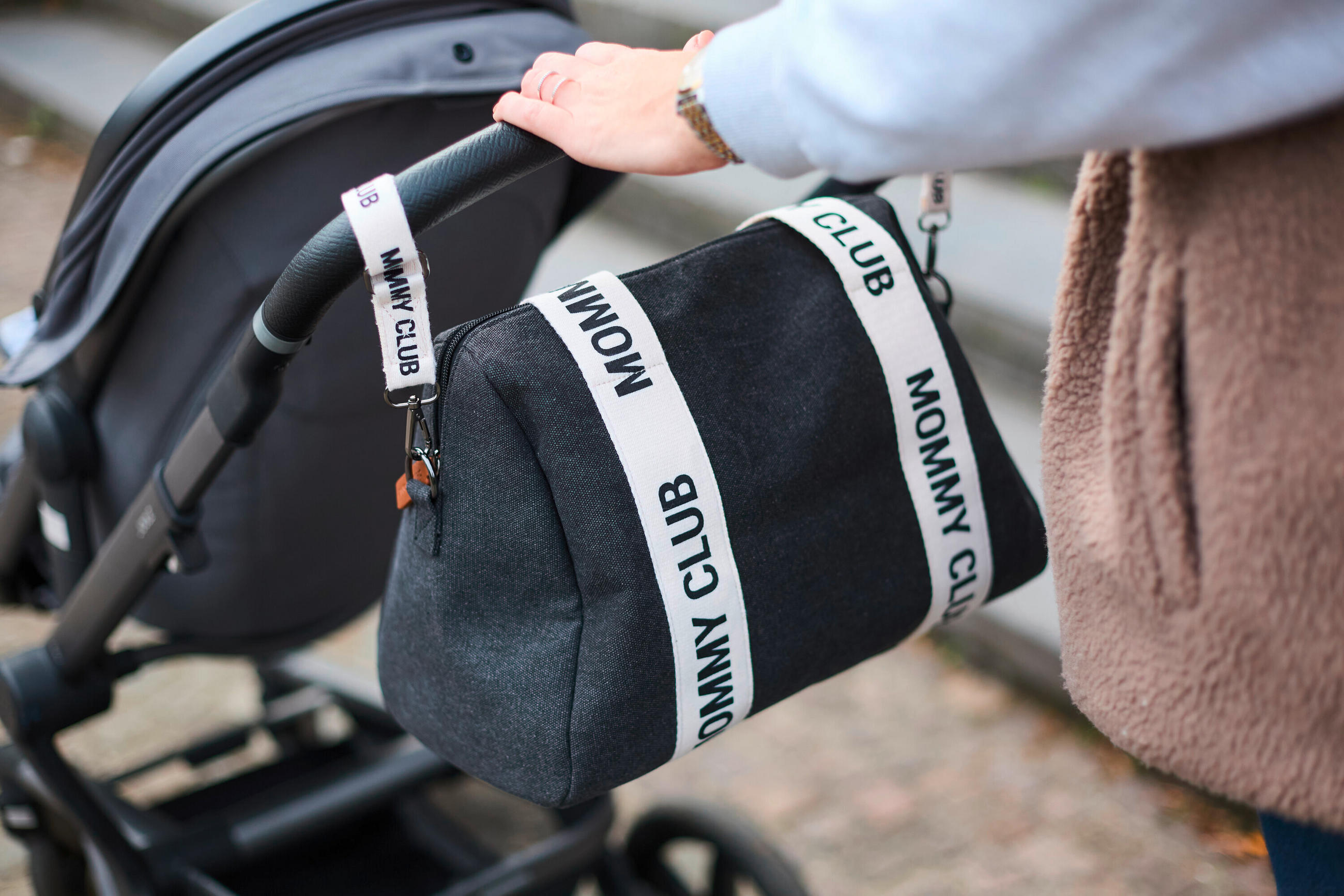 WICKELTASCHE Mommy Club  - Schwarz/Weiß, Basics, Textil (38/21/27cm) - Childhome