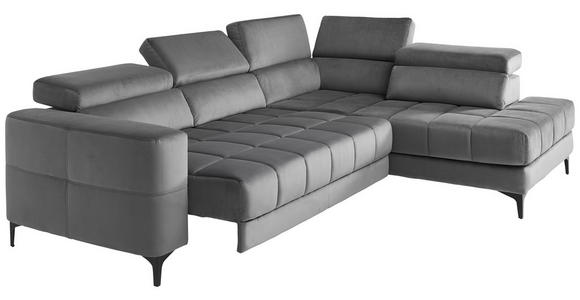 ECKSOFA inkl.Funktionen Dunkelgrau Samt - Dunkelgrau/Schwarz, Design, Kunststoff/Textil (281/202cm) - Xora