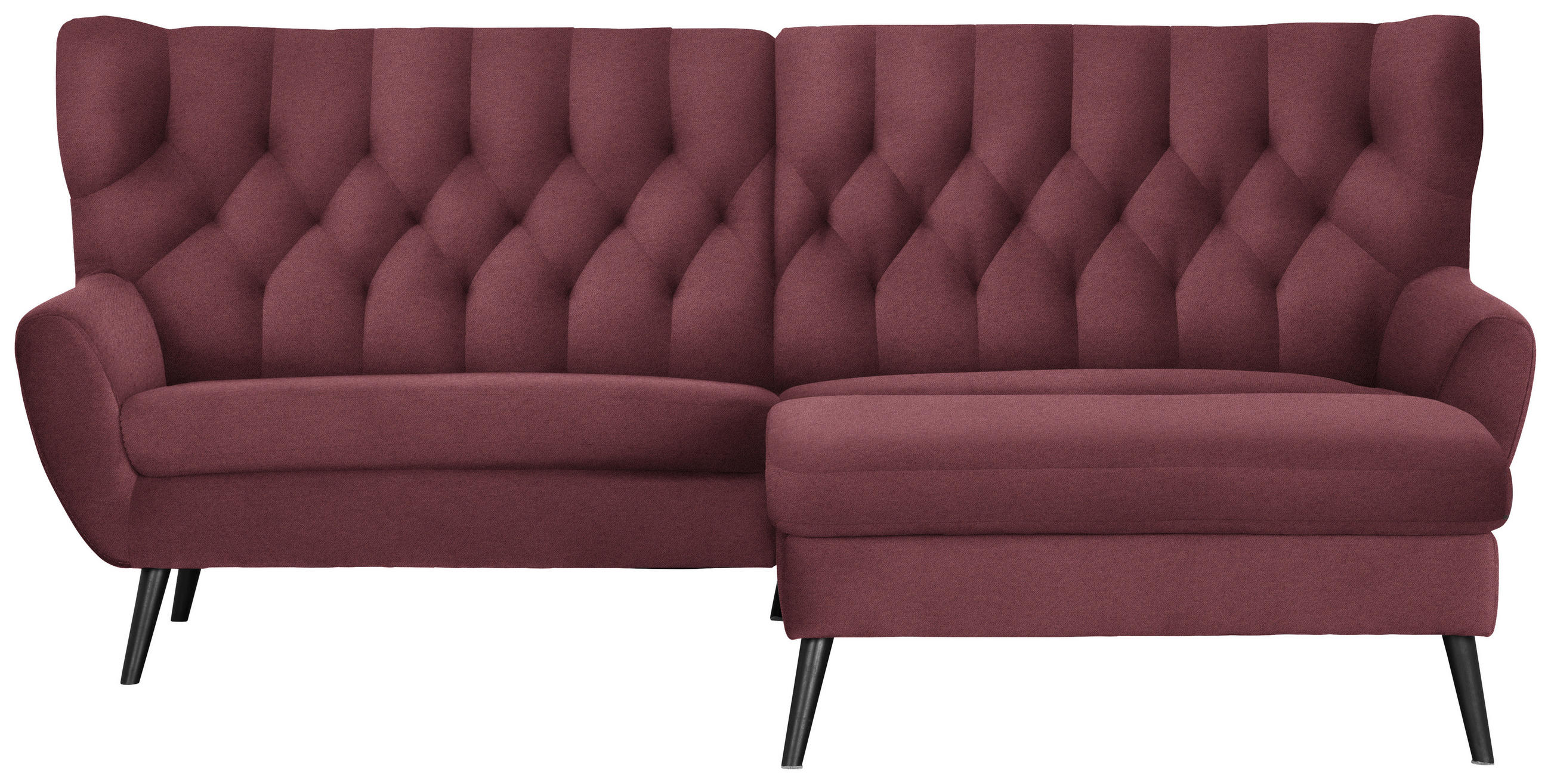 ECKSOFA in Mikrofaser Weinrot  - Weinrot/Schwarz, Design, Holz/Textil (237/165cm) - Stylife