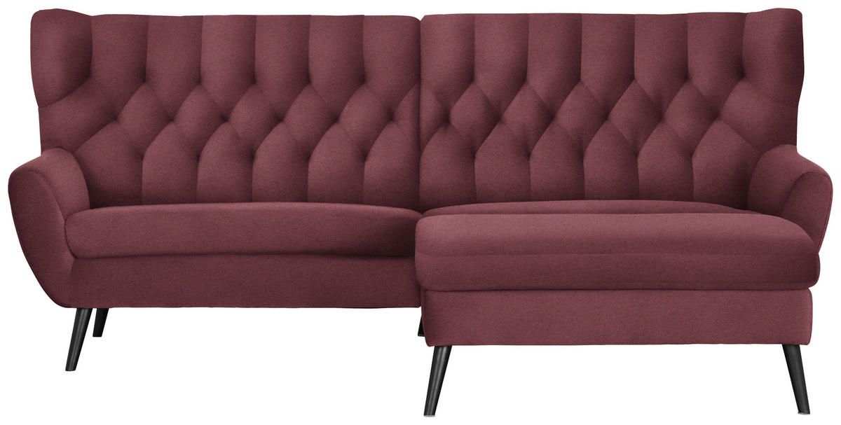 ECKSOFA in Mikrofaser Weinrot  - Weinrot/Schwarz, Design, Holz/Textil (237/165cm) - Stylife