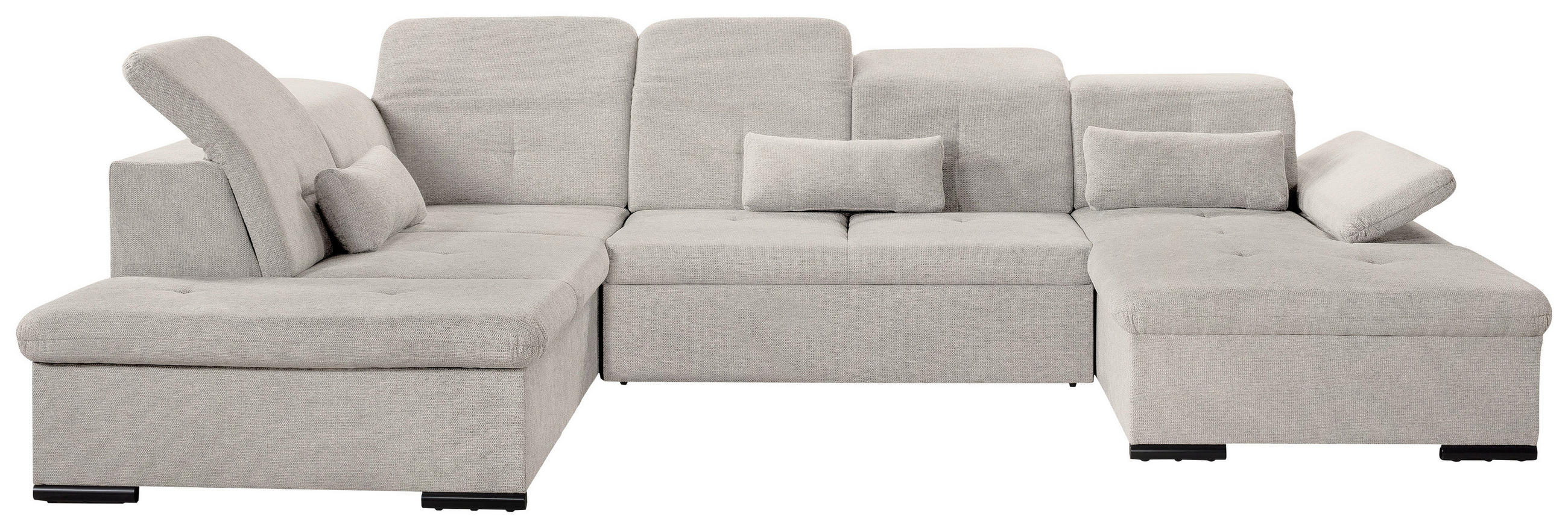 WOHNLANDSCHAFT Beige Chenille  - Beige/Grau, KONVENTIONELL, Kunststoff/Textil (188/340/240cm) - Carryhome