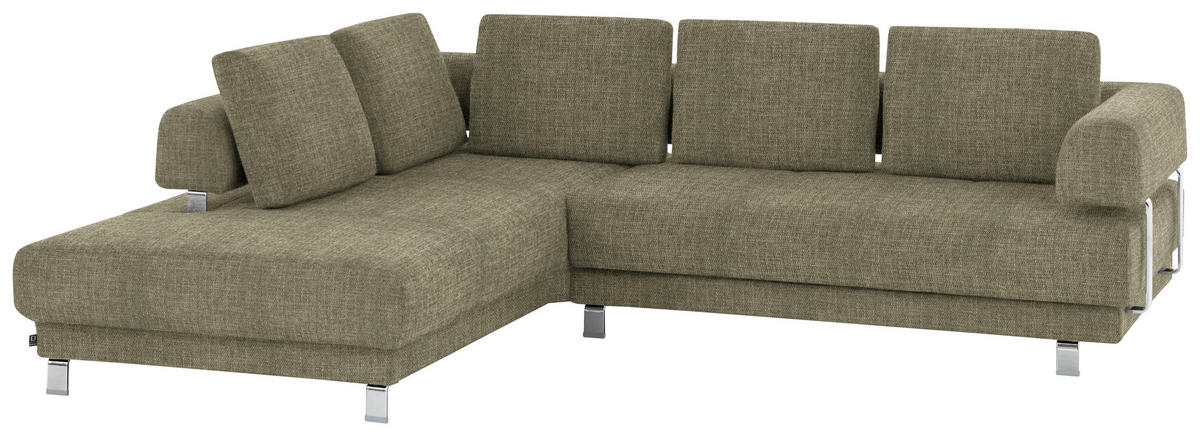 ECKSOFA in Chenille Hellgrün  - Hellgrün, Design, Textil/Metall (235/277cm)