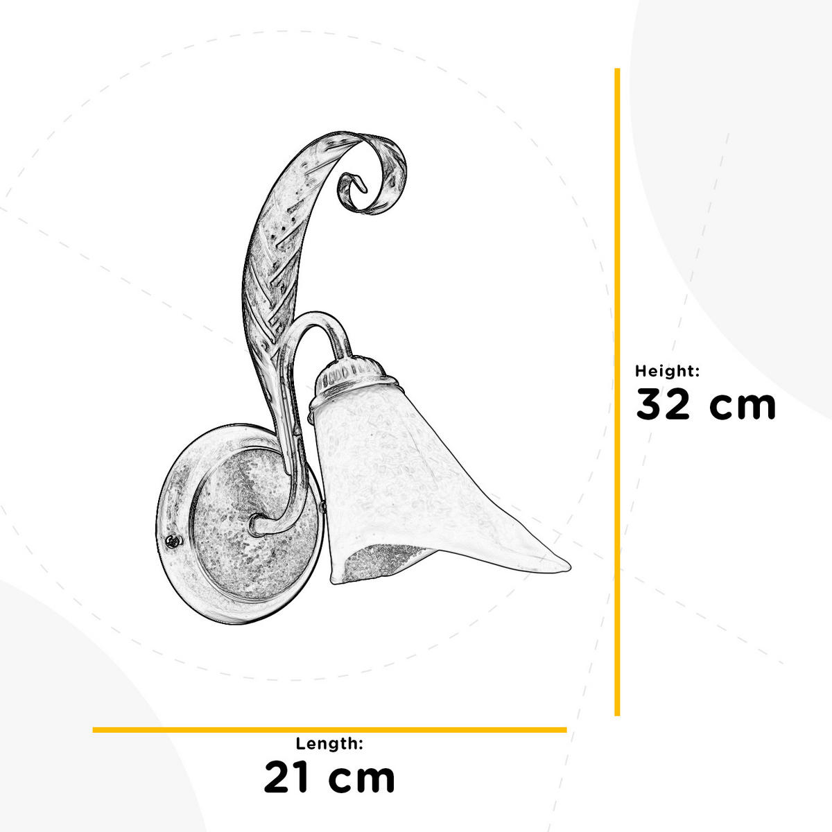 WANDLEUCHTE 21/21/32 cm   - Bronzefarben, KONVENTIONELL, Glas/Metall (21/21/32cm)