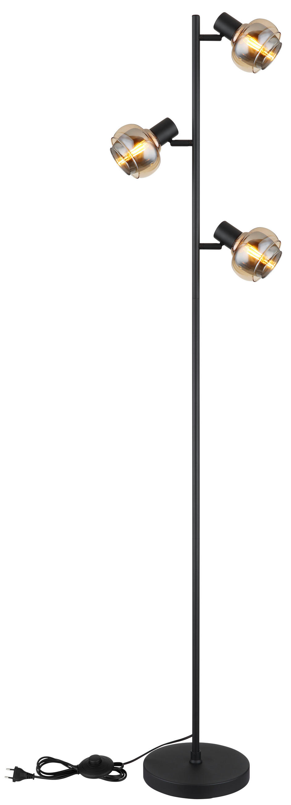 STEHLEUCHTE - Schwarz, Basics, Glas/Metall (25/23cm) - Globo