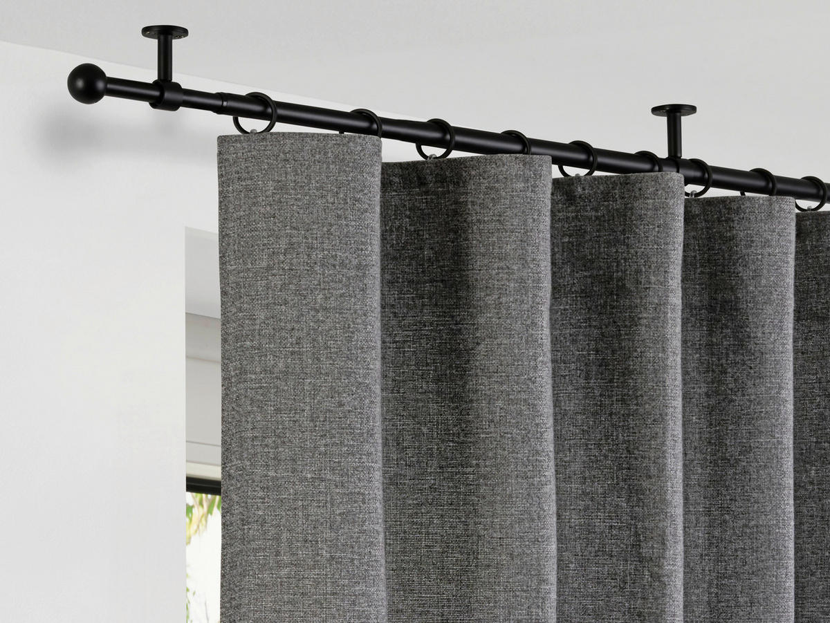 VORHANGSTANGENSET   - Schwarz, Basics, Metall (120/8/3.3cm)