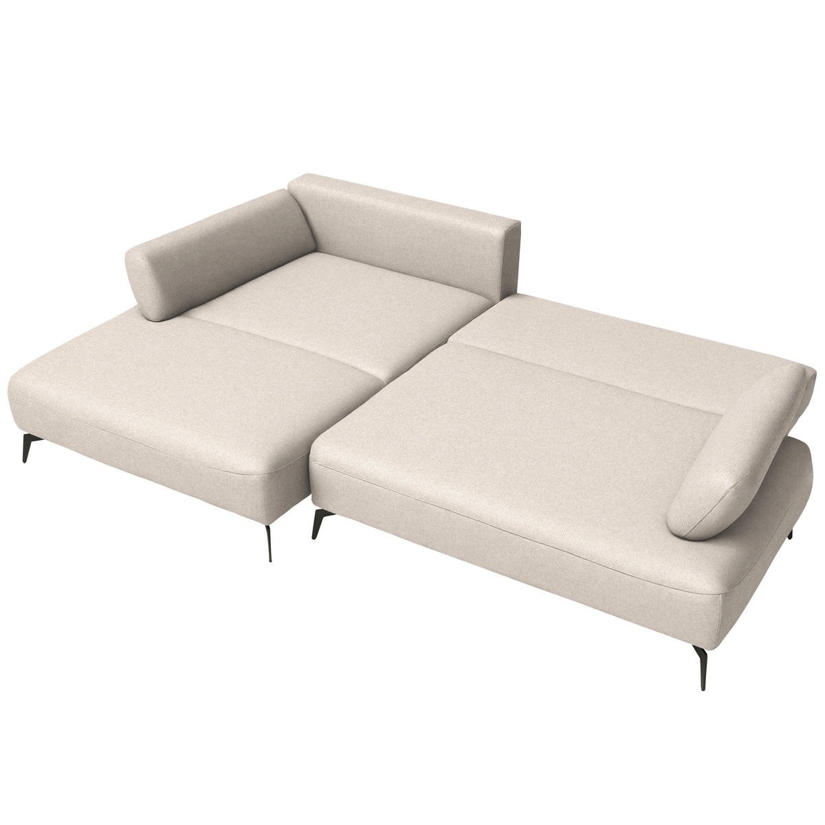 ECKSOFA Struktur Sandfarben  - Sandfarben/Schwarz, Design, Textil/Metall (186/284cm) - Lomoco