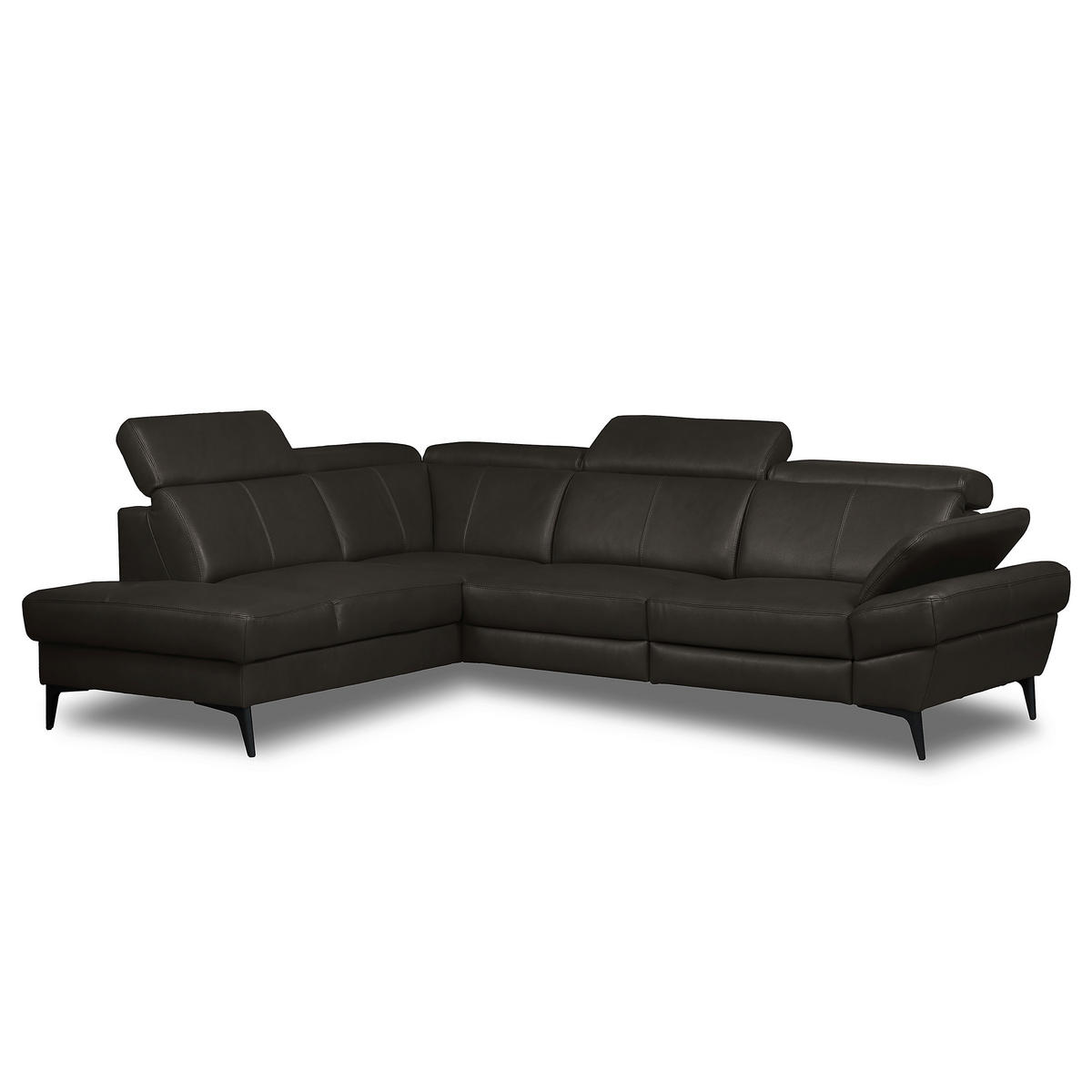 ECKSOFA  in Lederlook Echtleder Dunkelbraun  211/264 cm  - Dunkelbraun/Schwarz, Design, Leder/Textil (211/264cm) - Livetastic