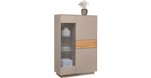 HIGHBOARD Triest Triest Taupe, Eichefarben 101/150/42 cm - Taupe/Eichefarben, Design, Glas/Holz (101/150/42cm) - Novel