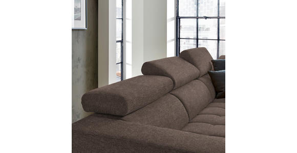 ECKSOFA in Mikrofaser Hellbraun  - Hellbraun/Schwarz, Design, Textil/Metall (301/207cm) - Xora