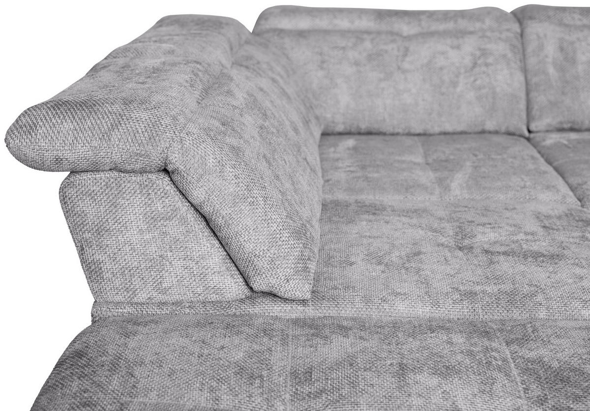 WOHNLANDSCHAFT Hellgrau Struktur  - Hellgrau/Schwarz, KONVENTIONELL, Textil/Metall (253/357/188cm) - Carryhome