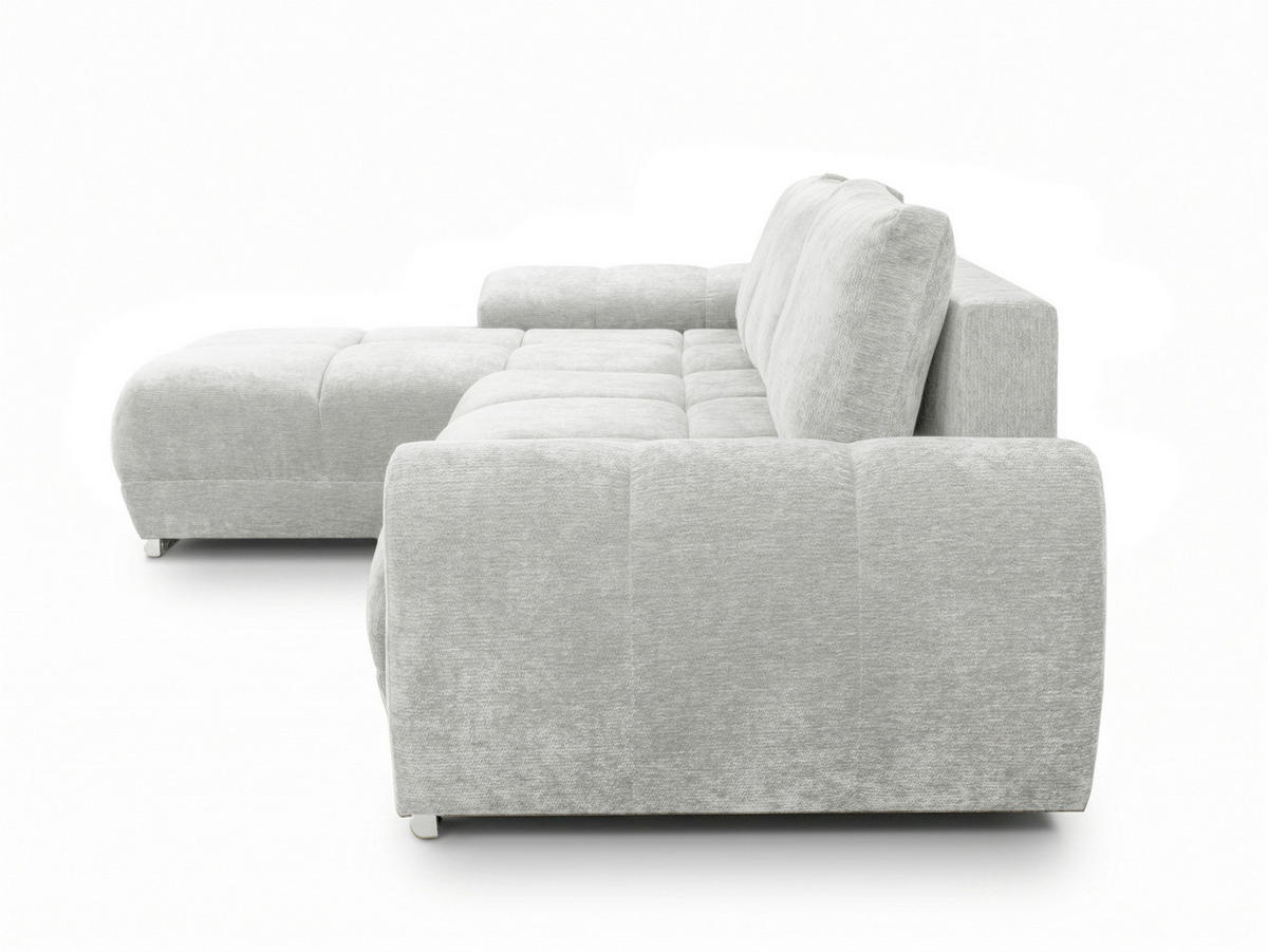 ECKSOFA  in Chenille Hellgrau  - Chromfarben/Hellgrau, KONVENTIONELL, Kunststoff/Textil (183/290cm) - Xora
