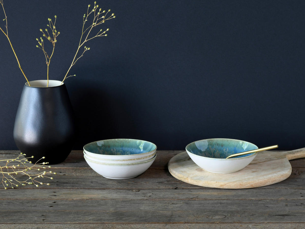 SERVIERSCHALENSET 4-teilig YUKI 17 cm   - Blau/Grün, Basics, Keramik (17cm) - Creatable