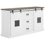 SIDEBOARD Mangoholz massiv Weiß Einlegeböden  - Anthrazit/Schwarz, LIFESTYLE, Holz/Metall (160/85/45cm) - Landscape