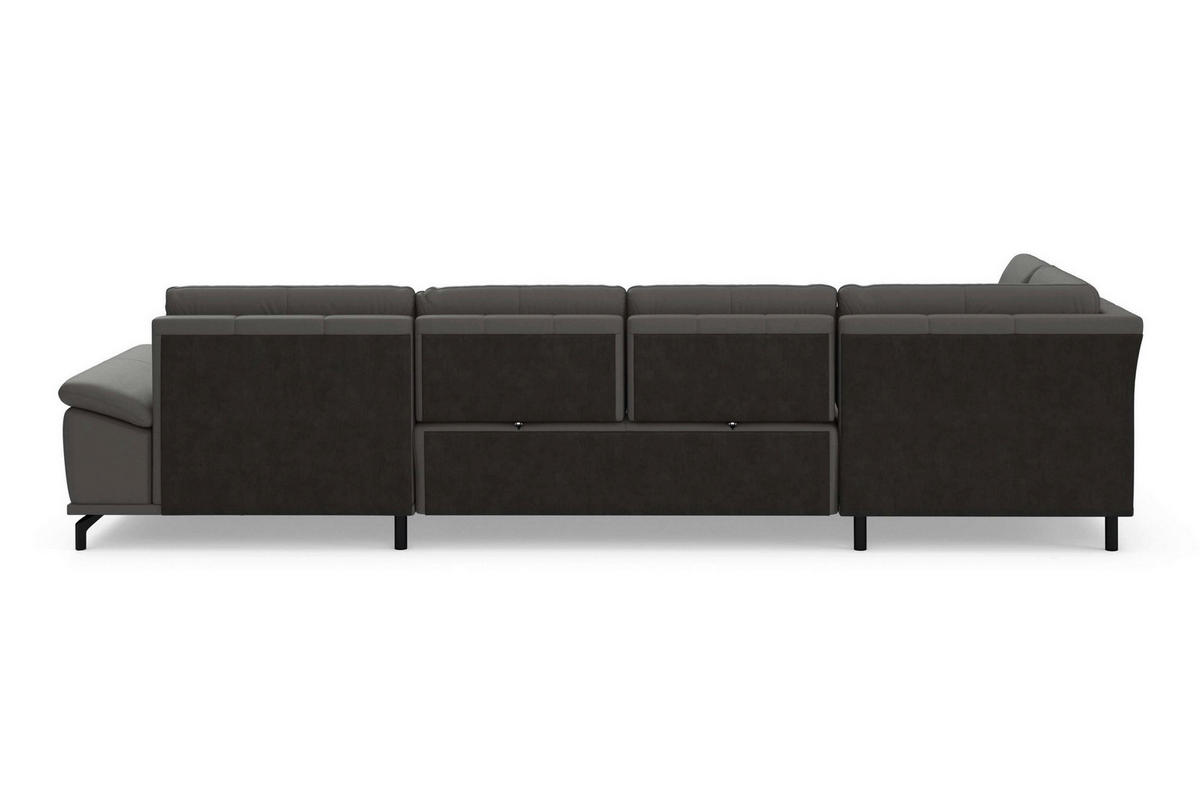 SEDACÍ SOUPRAVA, kůže, mokka - černá/mokka, Basics, kov/textil (223/363/176cm) - Sit & More