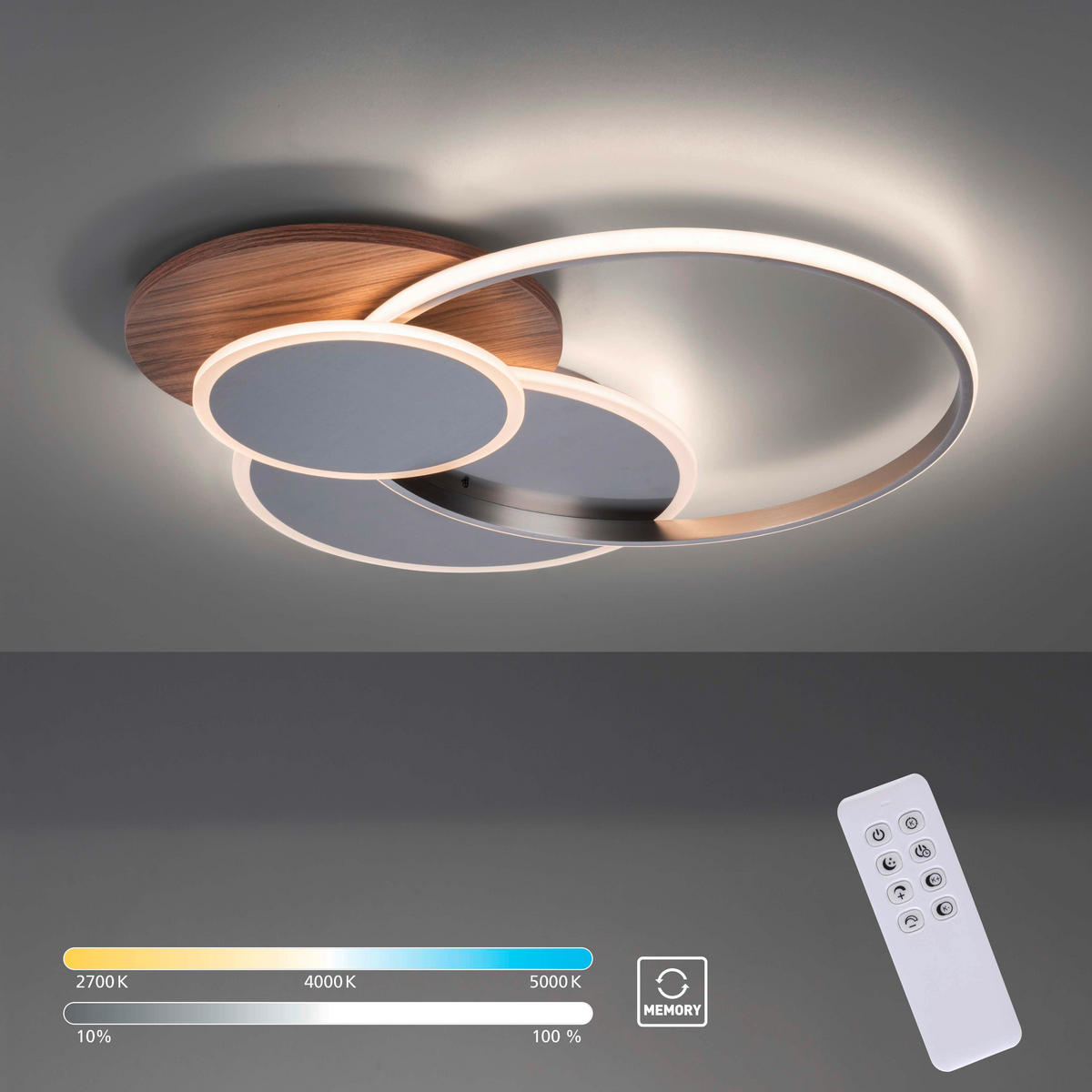 LED-DECKENLEUCHTE Palma 65/62,5/7 cm   - Design, Kunststoff/Metall (65/62,5/7cm) - Paul Neuhaus