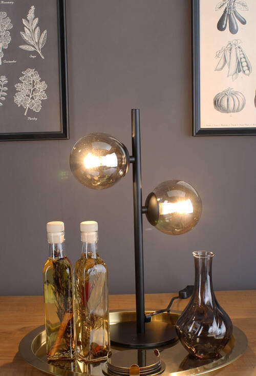 TISCHLEUCHTE 14/40 cm   - Schwarz, Design, Glas/Metall (14/40cm)