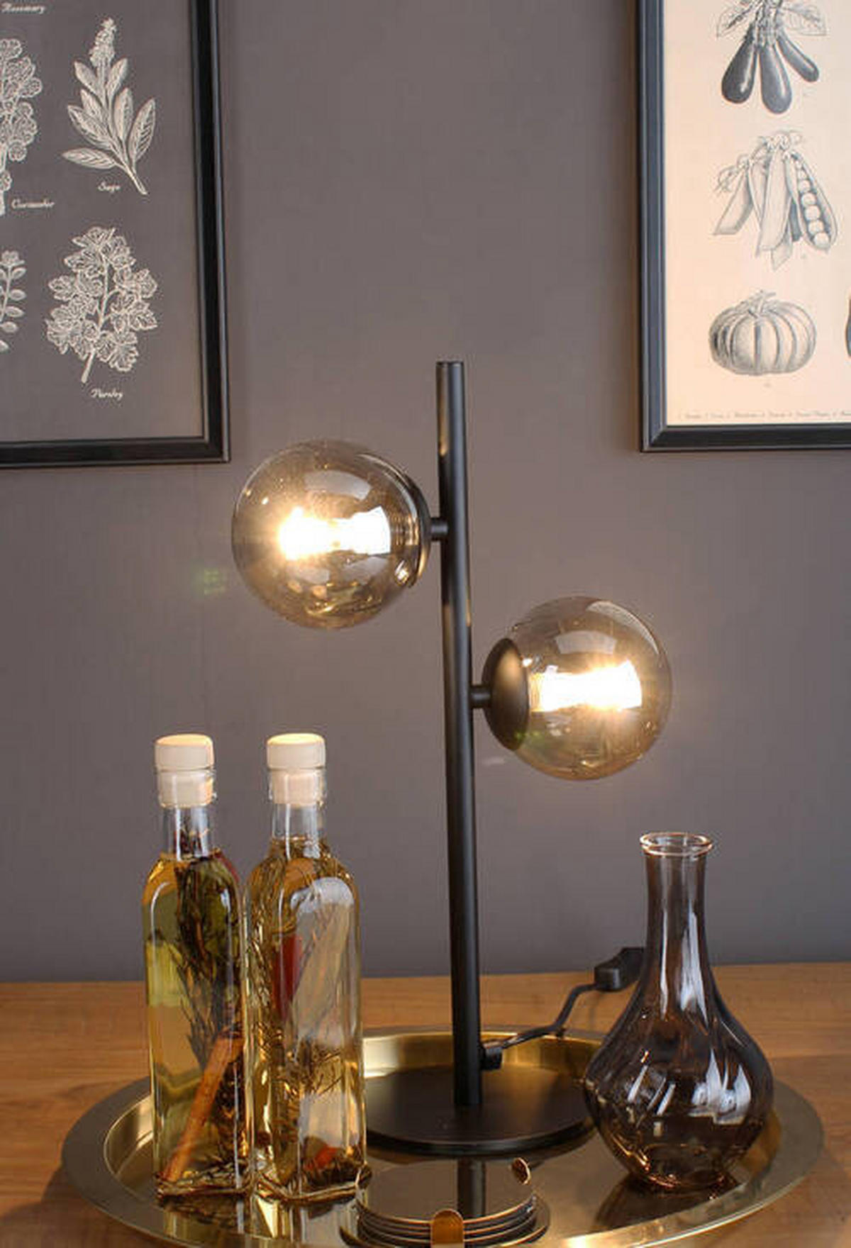 TISCHLEUCHTE 14/40 cm   - Schwarz, Design, Glas/Metall (14/40cm)