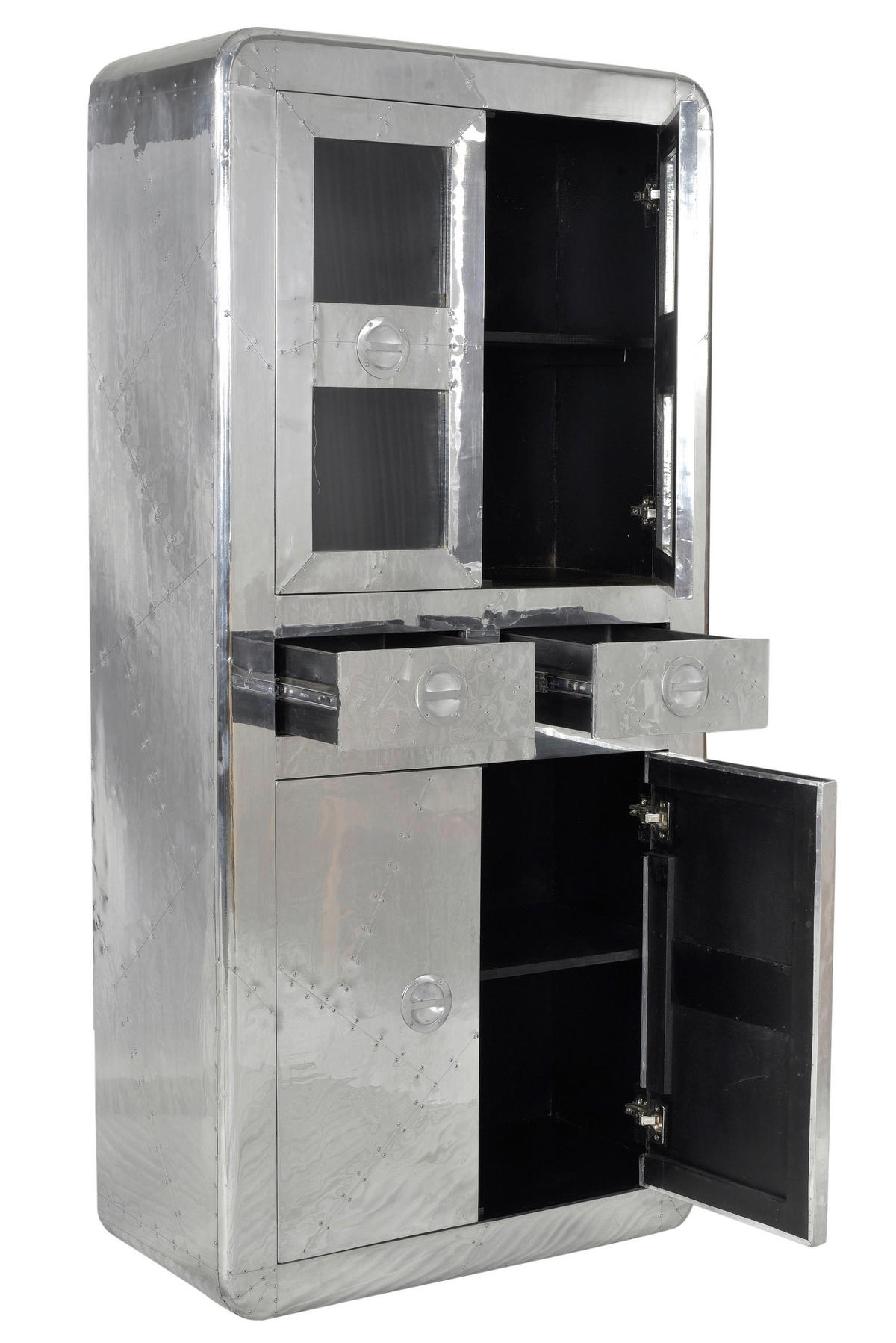 VITRINE  in massiv Mangoholz Silberfarben  - Silberfarben, Design, Holz/Holzwerkstoff (90/187/40cm) - MID.YOU