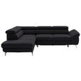 ECKSOFA in Echtleder Dunkelbraun  - Dunkelbraun/Silberfarben, Design, Leder/Metall (220/270cm) - Novel