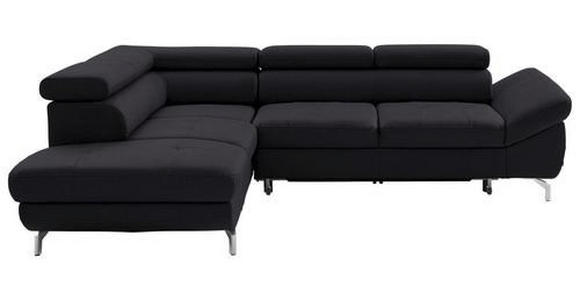 ECKSOFA in Echtleder Dunkelbraun  - Dunkelbraun/Silberfarben, Design, Leder/Metall (220/270cm) - Novel