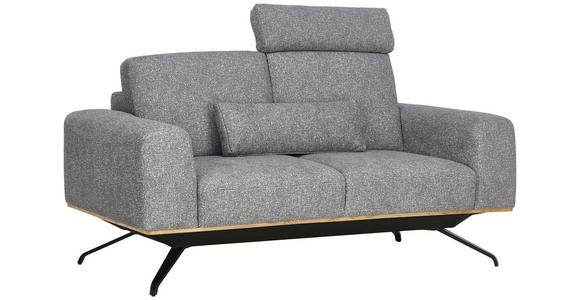 2-SITZER-SOFA in Struktur Grau - Schwarz/Grau, Design, Holz/Textil (166/85-104/95cm) - Novel