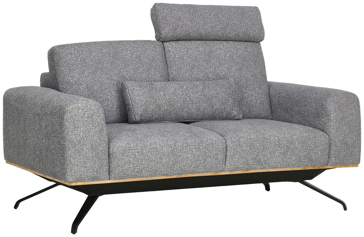 2-SITZER-SOFA in Struktur Grau  - Schwarz/Grau, Design, Holz/Textil (166/85-104/95cm) - Novel