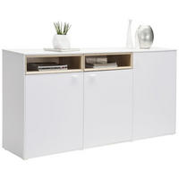 KOMODA   180,4/92,8/43 cm   bijela, boje hrasta  - bijela/srebrne boje, Design, drvni materijal/plastika (180,4/92,8/43cm) - Hom`in