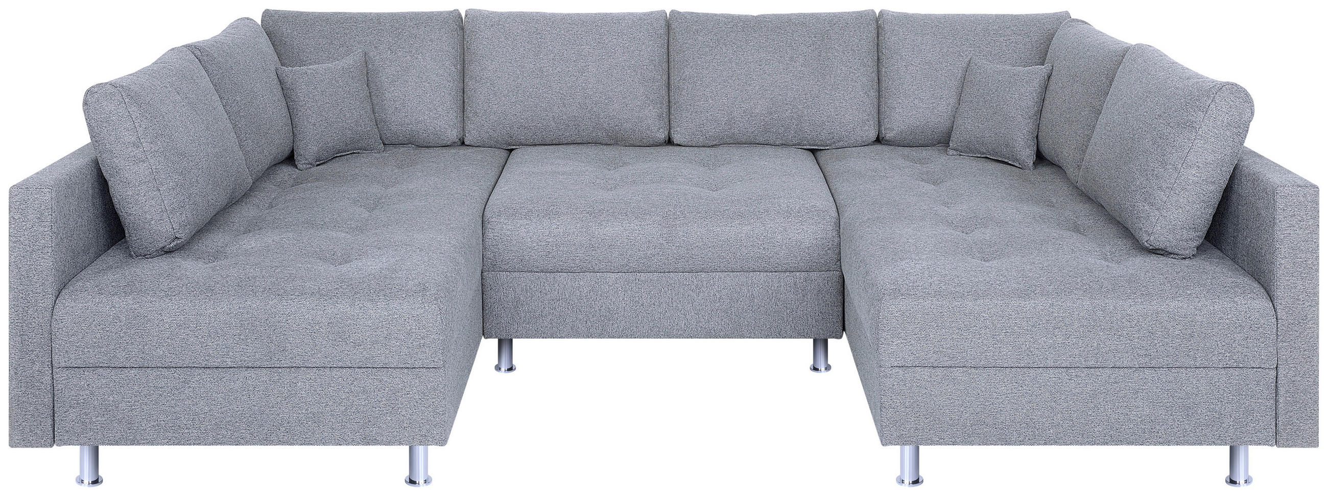 WOHNLANDSCHAFT Silberfarben Webstoff  - Chromfarben/Silberfarben, Design, Textil (192/308/192cm) - P & B