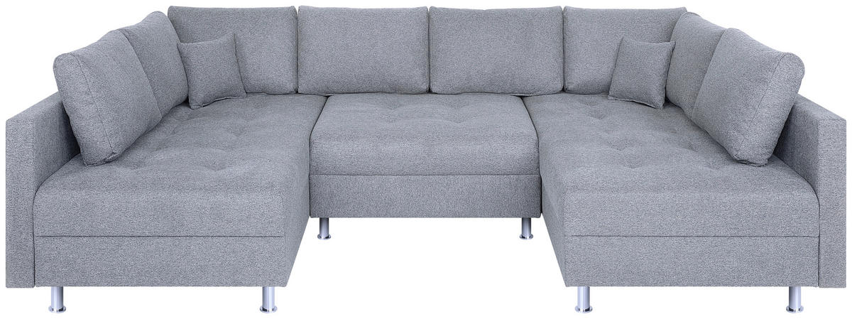 WOHNLANDSCHAFT Silberfarben Webstoff  - Chromfarben/Silberfarben, Design, Textil (192/308/192cm) - P & B