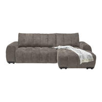 ECKSOFA Flachgewebe Graubraun  - Schwarz Hochglanz/Graubraun, Modern, Textil/Metall (273/93/166cm) - MID.YOU
