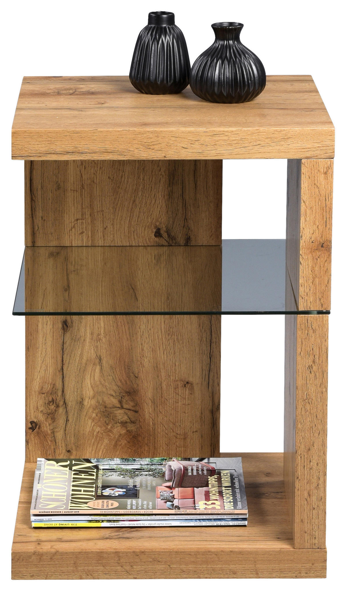 BEISTELLTISCH 40/40/60 cm Eichefarben quadratisch  - Eichefarben, Basics, Glas/Holzwerkstoff (40/40/60cm) - Xora