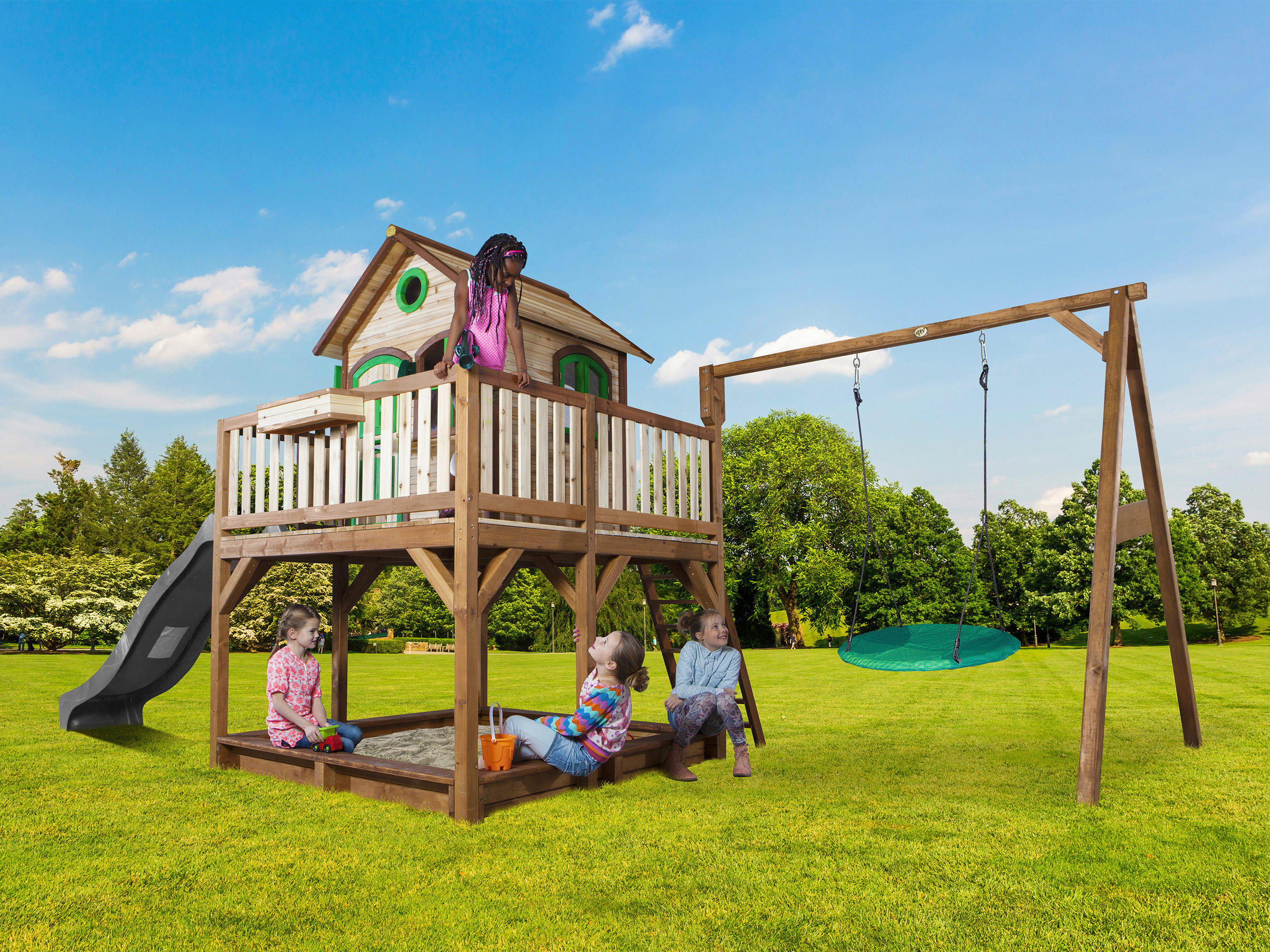 SPIELTURM  - Braun/Grau, KONVENTIONELL, Holz (613/291/277cm) - Ambia Garden