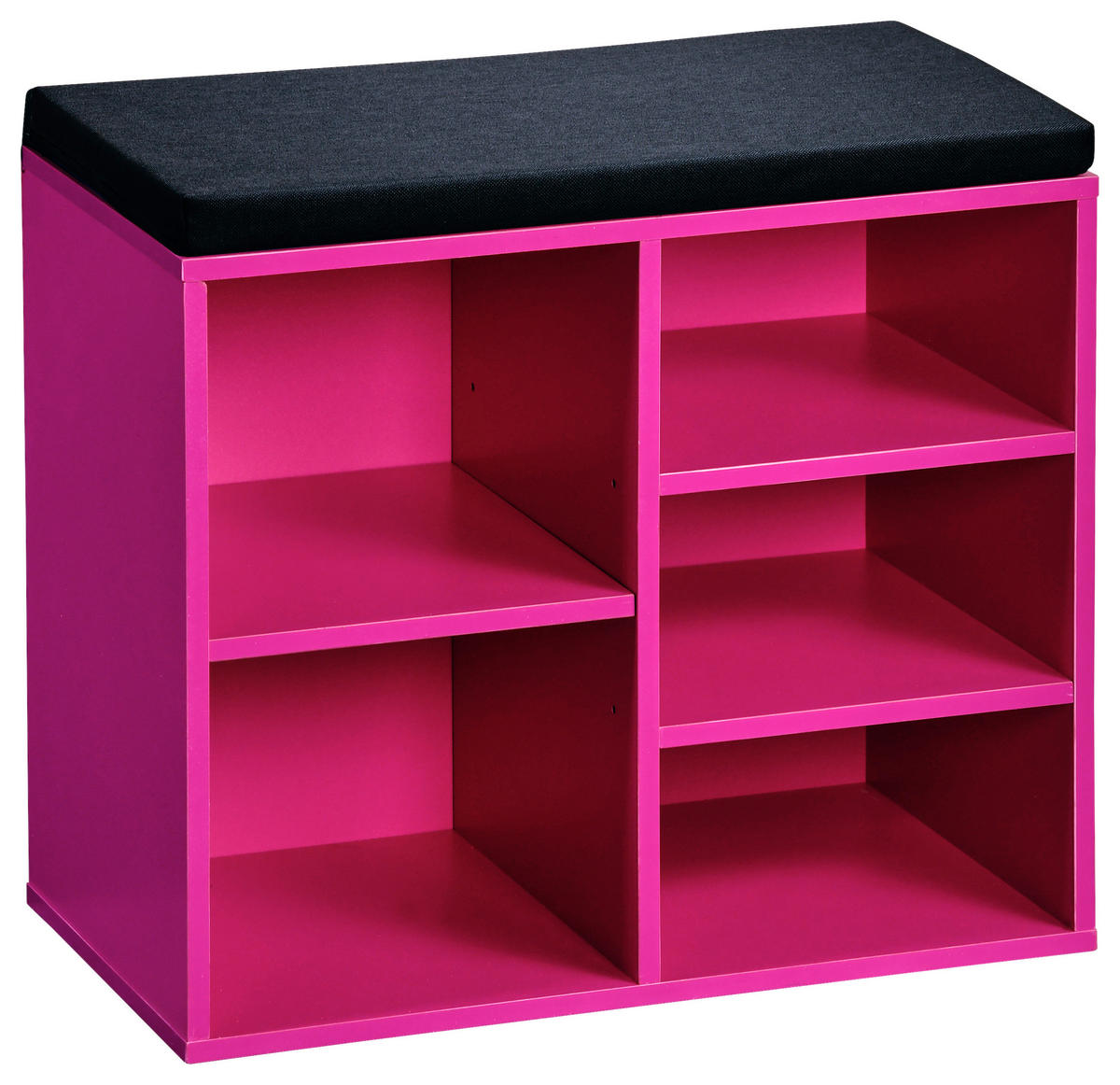 SCHUHREGAL Schwarz, Pink  - Pink/Schwarz, Basics, Holzwerkstoff/Textil (51,5/48/29,5cm) - Kesper