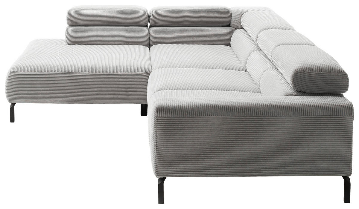 ECKSOFA inkl. Funktion in Cord Grau  - Schwarz/Grau, Modern, Textil/Metall (219/309cm) - Pure Home Lifestyle