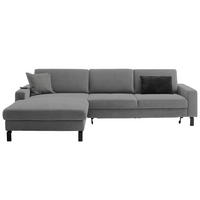 ECKSOFA inkl. Funktion Grau Cord  - Schwarz/Grau, Design, Textil/Metall (185-209/298cm) - Pure Home Lifestyle